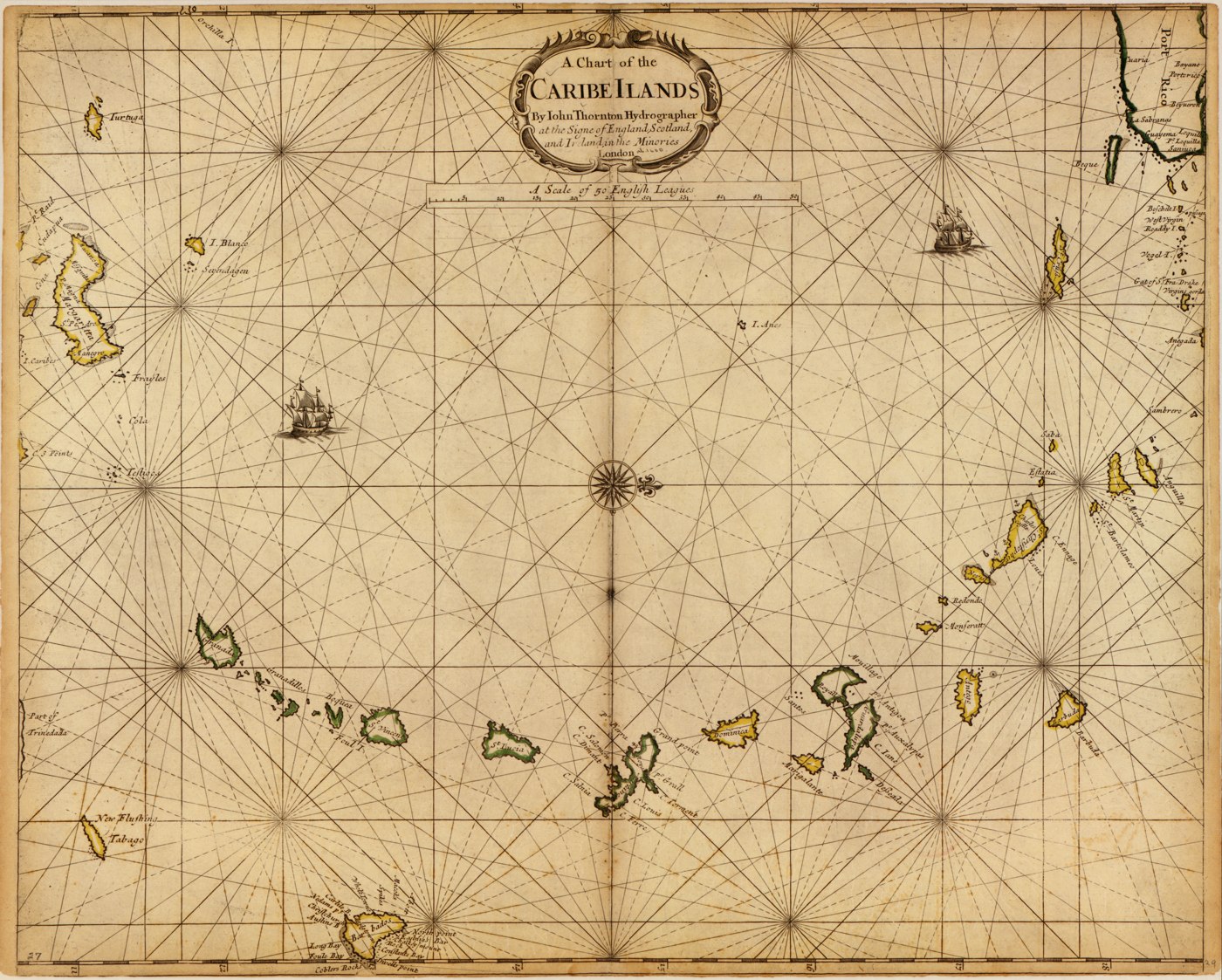 A chart of the Caribe Ilands